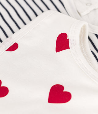 Babies' Heart Printed Cotton Bibs - Pack of 2