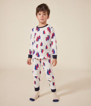 Children's Boat Print Long-Sleeved Cotton Pyjamas