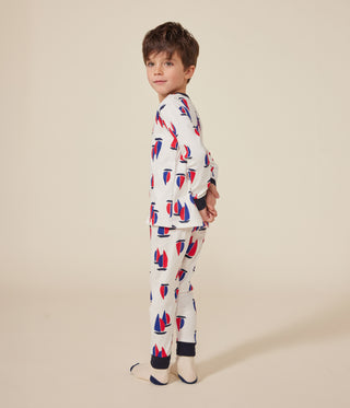 Children's Boat Print Long-Sleeved Cotton Pyjamas