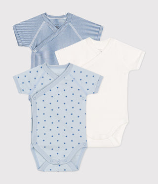 Babies' Short-Sleeved Wrapover Cotton Bodysuits - 3-Pack