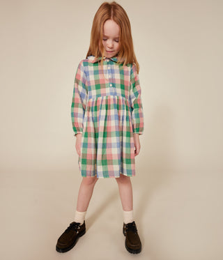 Girls' Long-Sleeved Cotton Gauze Dress