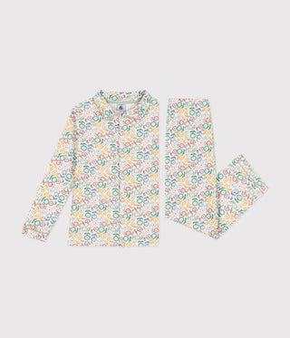 Children's Floral Print Long-Sleeved Cotton Pyjamas