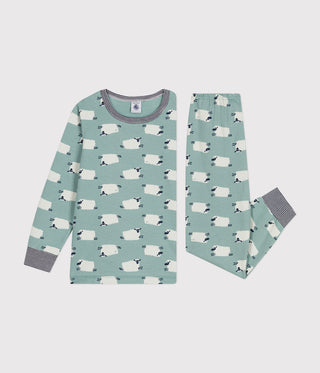 Children's Sheep Print Brushed Fleece Long-Sleeved Pyjamas