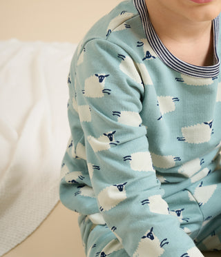 Children's Sheep Print Brushed Fleece Long-Sleeved Pyjamas