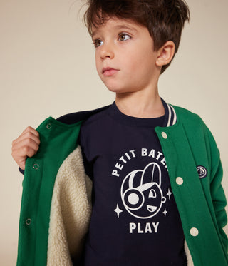 Boys' Varsity Jacket in Fleece and Sherpa