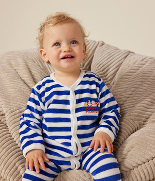 Babies' Velour Christmas Stripy Pyjamas