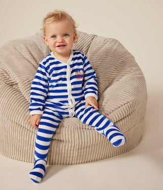 Babies' Velour Christmas Stripy Pyjamas