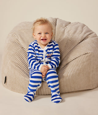 Babies' Velour Christmas Stripy Pyjamas