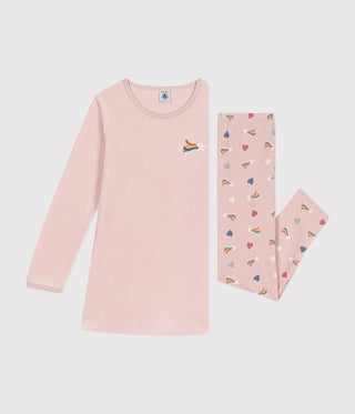 Girls' Rainbow and Heart Printed Velour Nightdress