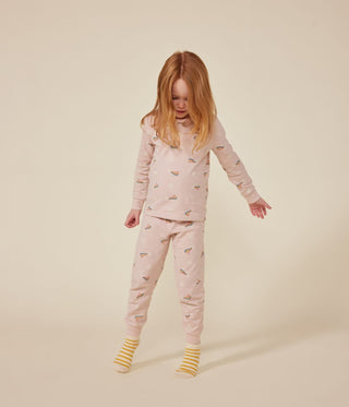 Children's Brushed Fleece Pyjamas Printed With Stars and Hearts