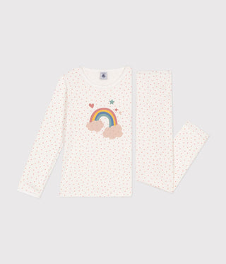 Girls' Cotton Pyjamas Printed with Rainbow and Heart