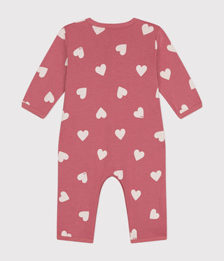 Babies' Heart Printed Cotton Footless Pyjama Suit