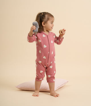 Babies' Heart Printed Cotton Footless Pyjama Suit