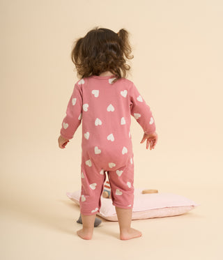 Babies' Heart Printed Cotton Footless Pyjama Suit