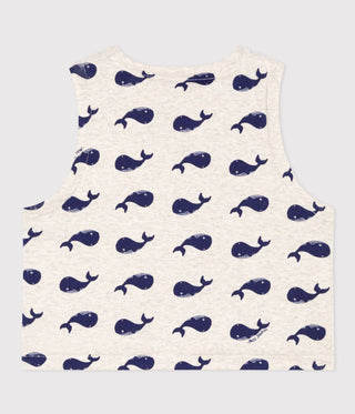 Babies' Reversible Whale Patterned Sleeveless Cotton Cardigan