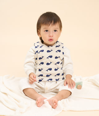 Babies' Reversible Whale Patterned Sleeveless Cotton Cardigan