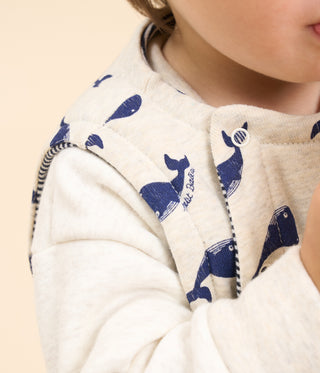 Babies' Reversible Whale Patterned Sleeveless Cotton Cardigan