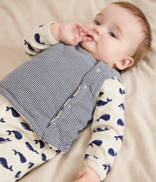 Babies' Reversible Whale Patterned Sleeveless Cotton Cardigan