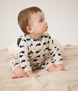 Babies' Reversible Whale Patterned Sleeveless Cotton Cardigan