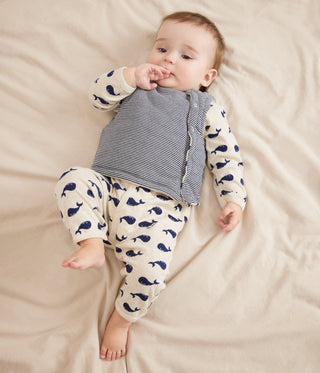 Babies' Reversible Whale Patterned Sleeveless Cotton Cardigan