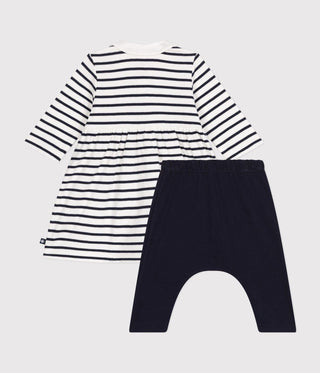 Babies' Stripy Cotton Dress and Leggings Set