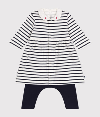 Babies' Stripy Cotton Dress and Leggings Set