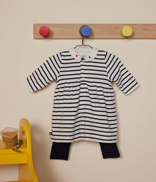 Babies' Stripy Cotton Dress and Leggings Set