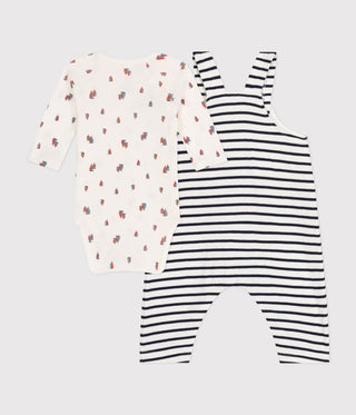 Babies' Stripy Cotton Dungarees and Bodysuit Set