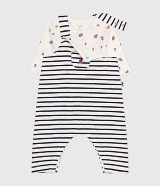 Babies' Stripy Cotton Dungarees and Bodysuit Set