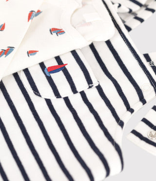 Babies' Stripy Cotton Dungarees and Bodysuit Set