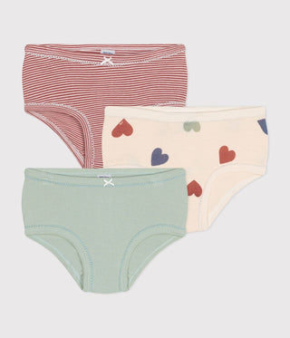 Girls' High-Waisted Cotton Heart Knickers - 3-Pack