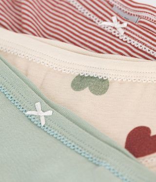 Girls' High-Waisted Cotton Heart Knickers - 3-Pack