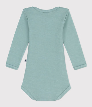 Babies' Long-Sleeved Cotton/Wool Bodysuit