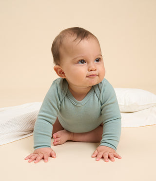 Babies' Long-Sleeved Cotton/Wool Bodysuit