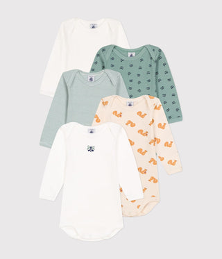 Babies' Long-Sleeved Cotton Bodysuits - 5-Pack