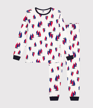 Junior Cotton Pyjamas With A Printed Boat Motif