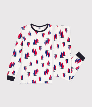 Junior Cotton Pyjamas With A Printed Boat Motif