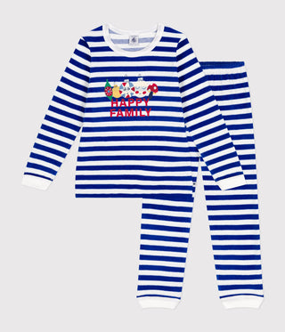 Children's Christmas Printed Stripy Velour Pyjamas