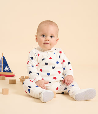 Babies' Heart Printed Cotton Three-Piece Outfit