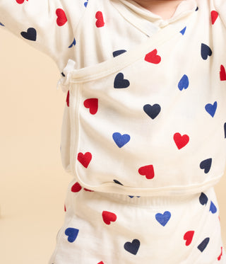 Babies' Heart Printed Cotton Three-Piece Outfit