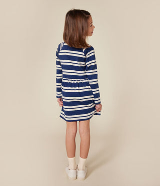 Girls' Long-Sleeved Stripy Dress In Thick Cotton