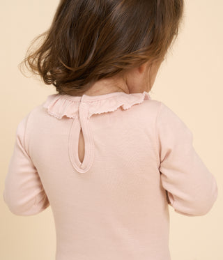 Babies' Long-Sleeved Cotton Bodysuit With Ruff Collar