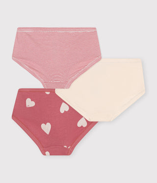 Girls' Heart-Patterned Cotton Knickers - 3-Pack