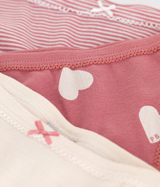 Girls' Heart-Patterned Cotton Knickers - 3-Pack