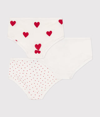 Girls' High-Waisted Cotton Heart Pattern Knickers - 3-Pack