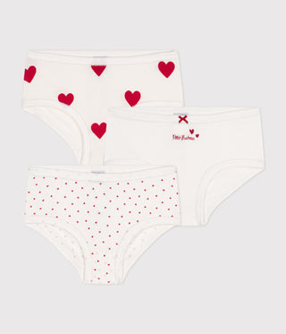 Girls' High-Waisted Cotton Heart Pattern Knickers - 3-Pack