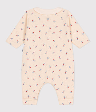 Babies' Floral Print Cotton Playsuit With A Collar