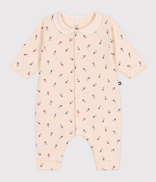 Babies' Floral Print Cotton Playsuit With A Collar