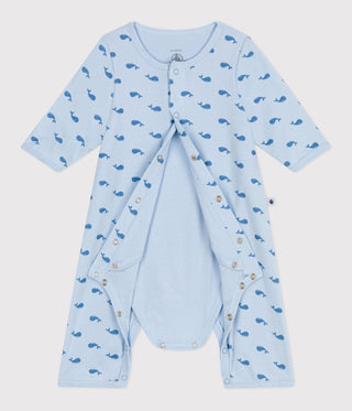 Babies' Footless Whale-Patterned Cotton Bodyjama