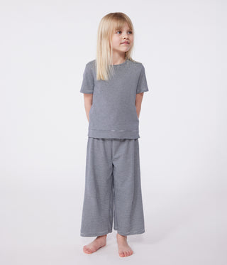 Children's Cotton Pyjamas with Short Sleeves and Wide Stripy Legs